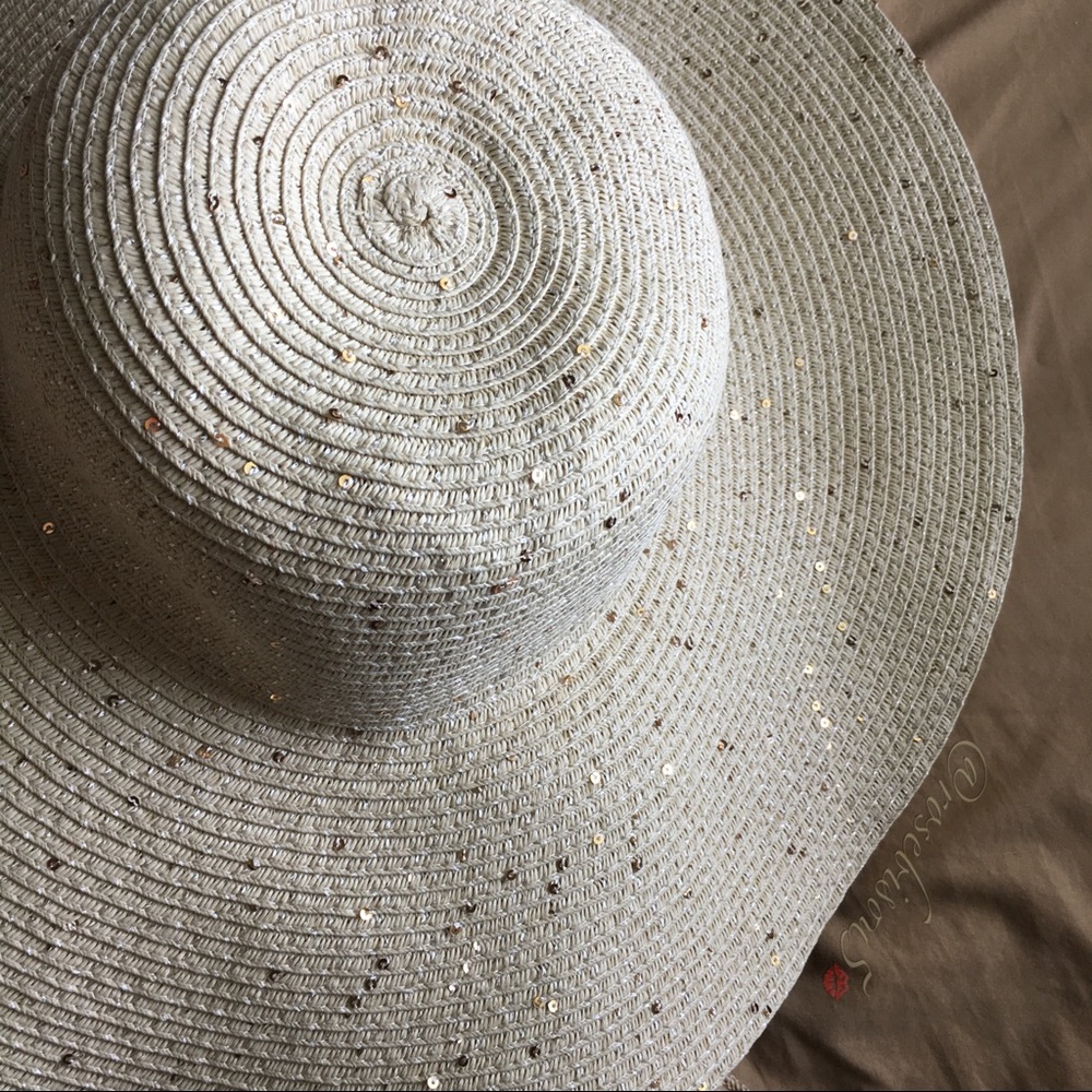 HP✌🏼Wide Brim Floppy Hat Rose Gold Sequins - Picture 4 of 7